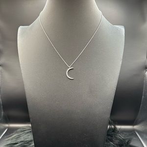 Silver crescent pendant with sickest crystals on a silver chain.